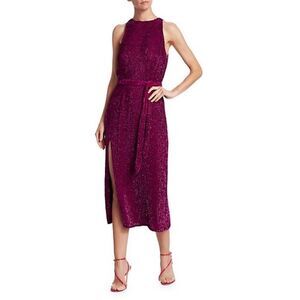 RETROFÊTE Tilly Sequin Tie-Sash Midi Dress